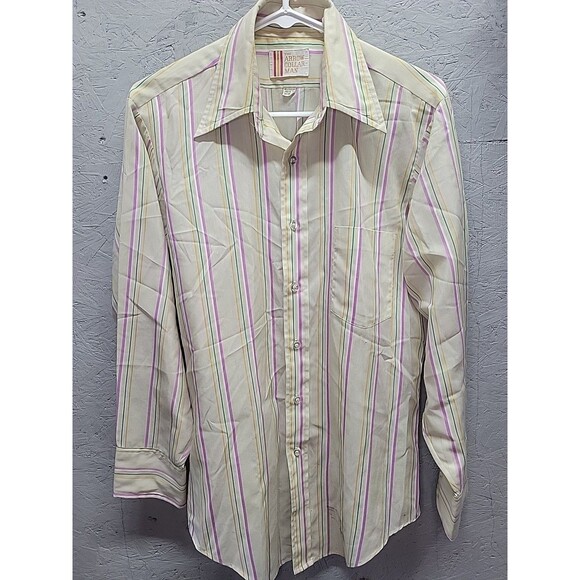 Vtg Arrow Collar Man 15-32 Decton Sanforized Plus Stripe Button Up Shirt L USA‎ - Picture 1 of 14